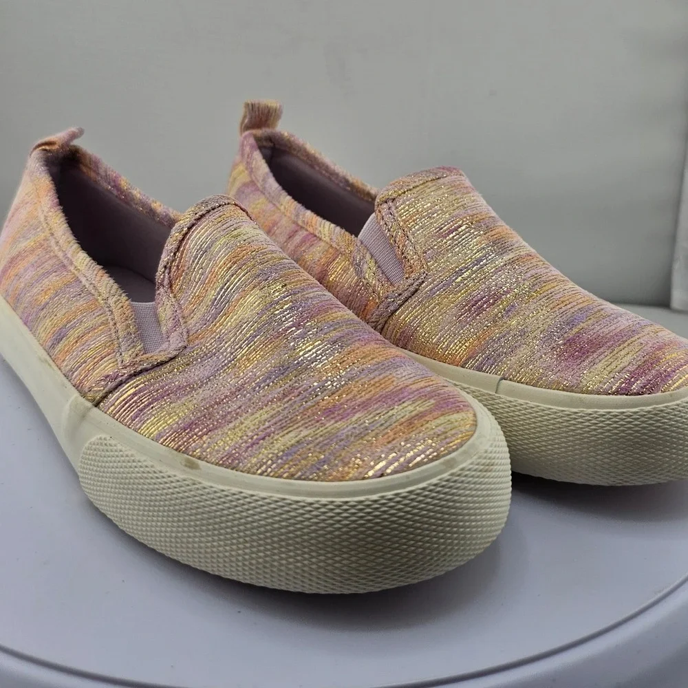 Cat and Jack Toddler Girls Slip On Sneakers Size‎ 1 Metallic Multi Color EUC